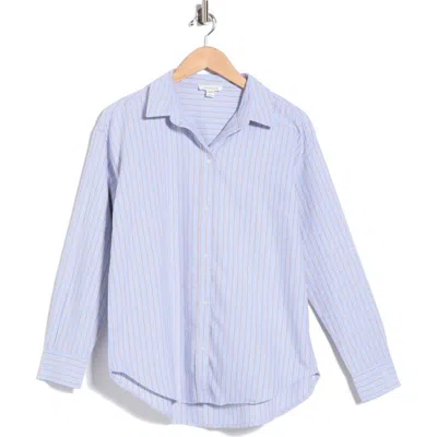 Beachlunchlounge Cidney Oversize Cotton Button-up Shirt In Blue