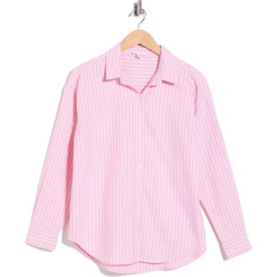 Beachlunchlounge Cidney Oversize Cotton Button-up Shirt In Pink