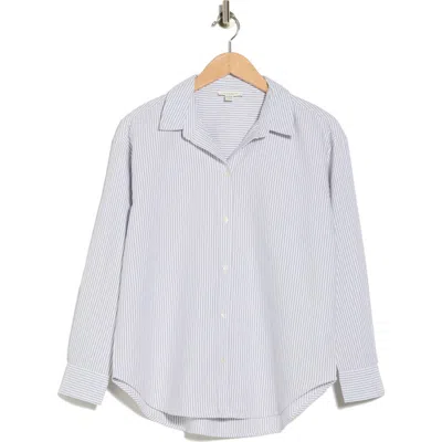 Beachlunchlounge Cidney Oversize Cotton Button-up Shirt In Blue