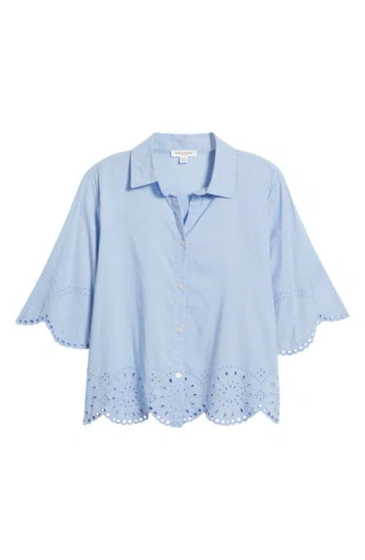 Beachlunchlounge Clo Eyelet Border Button-up Shirt In Lake House