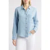 Beachlunchlounge Connie Cotton Gauze Button-up Shirt In Blue Acid Wash