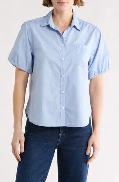 Beachlunchlounge Corey Short Sleeve Cotton Button-up Shirt In Blue