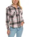 Beachlunchlounge Cropped Button Front Shirt Jacket In Grey