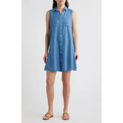 Beachlunchlounge Danya Sleeveless Shirtdress In Blue