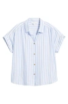 Beachlunchlounge Darby Short Sleeve Button-up Shirt In Blue