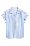 Beachlunchlounge Darby Short Sleeve Button-up Shirt In Coastal Blue