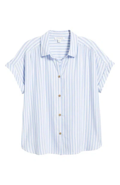 Beachlunchlounge Darby Short Sleeve Button-up Shirt In Blue