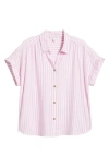 Beachlunchlounge Darby Short Sleeve Button-up Shirt In Pink