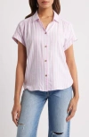 Beachlunchlounge Darby Short Sleeve Button-up Shirt In Pink