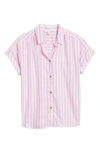 Beachlunchlounge Darby Short Sleeve Button-up Shirt In Pink Flamingo