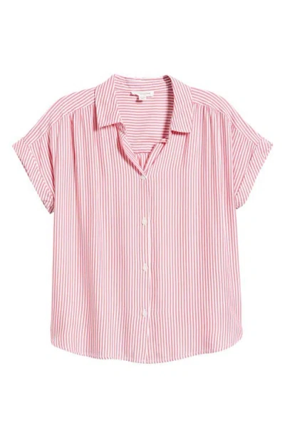 Beachlunchlounge Darby Short Sleeve Button-up Shirt In Pink