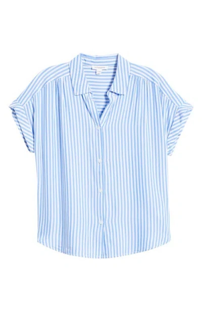Beachlunchlounge Darby Short Sleeve Button-up Shirt In Blue