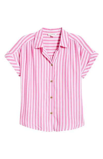 Beachlunchlounge Darby Short Sleeve Button-up Shirt In Pink