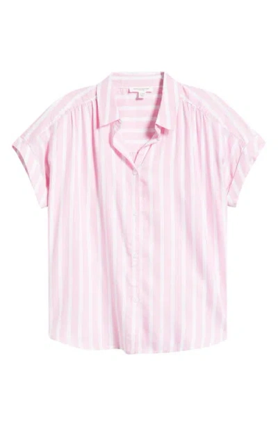 Beachlunchlounge Darby Short Sleeve Button-up Shirt In Pink