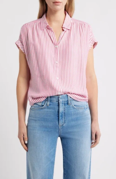 Beachlunchlounge Daria Stripe Button-up Shirt In Pink