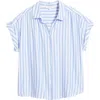 Beachlunchlounge Daria Stripe Short Sleeve Button-up Shirt In New Glacier