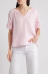 Beachlunchlounge Dessa Eyelet Detail Cotton Top In Pink