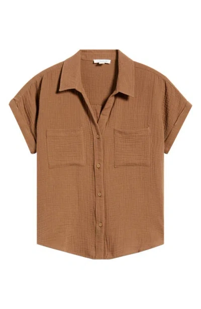 Beachlunchlounge Devin Gauze Shirt In Brown
