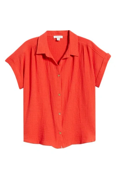 Beachlunchlounge Devin Gauze Shirt In Red
