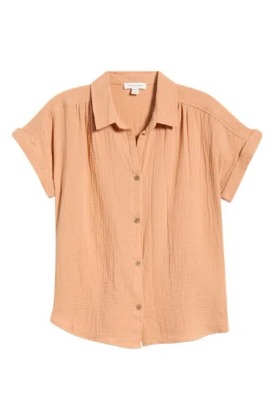Beachlunchlounge Devin Gauze Shirt In Brown