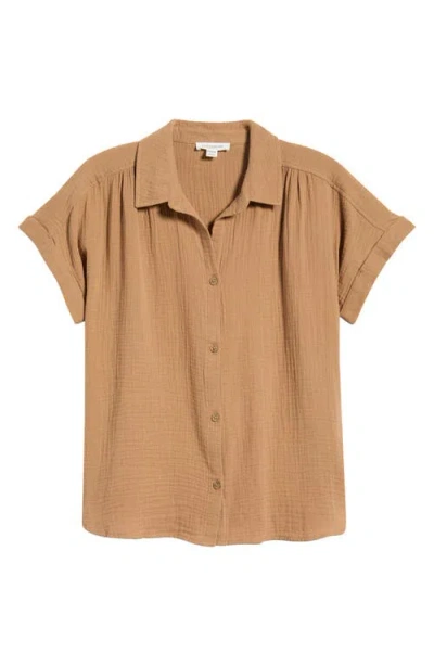 Beachlunchlounge Devin Gauze Shirt In Brown