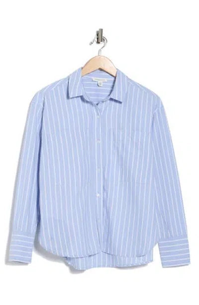 Beachlunchlounge Everly Stripe Cotton Button-up Shirt In Blue