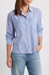 Beachlunchlounge Everlynn Cotton Blend Button-up Shirt In Dell Blue