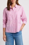 Beachlunchlounge Everlynn Cotton Blend Button-up Shirt In Hollywood Cerise