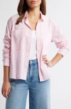 Beachlunchlounge Everlynn Cotton Blend Button-up Shirt In Palermo Pink