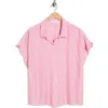 Beachlunchlounge Biance Bubble Sleeve Button-up Top In Pink