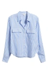 Beachlunchlounge Fallon Crop Button-up Shirt In Blue