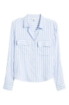 Beachlunchlounge Fallon Crop Button-up Shirt In Blue