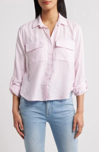 Beachlunchlounge Fallon Crop Button-up Shirt In Pink