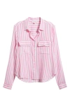 Beachlunchlounge Fallon Crop Button-up Shirt In Pink