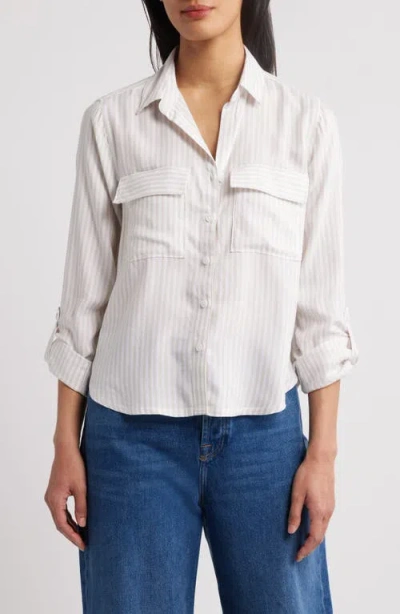 Beachlunchlounge Fallon Crop Button-up Shirt In White