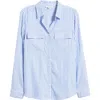 Beachlunchlounge Farrah Stripe Button-up Shirt In Blue Ice