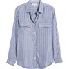 Beachlunchlounge Farrah Stripe Button-up Shirt In Blue Tide