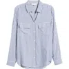 Beachlunchlounge Farrah Stripe Button-up Shirt In Majestic Blue