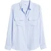 Beachlunchlounge Farrah Stripe Button-up Shirt In Whisper Lilac