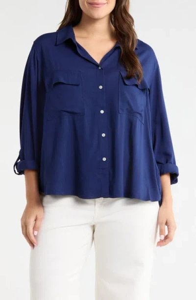 Beachlunchlounge Felicity Button-up Shirt In Blue