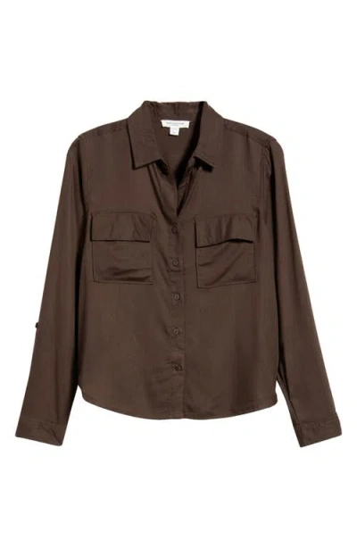 Beachlunchlounge Felicity Button-up Shirt In Brown