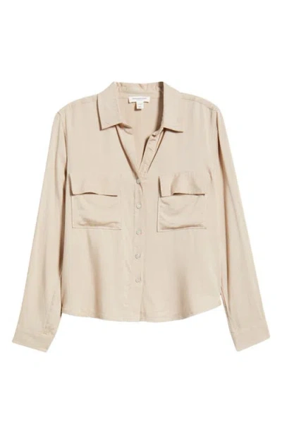 Beachlunchlounge Felicity Button-up Shirt In Brown
