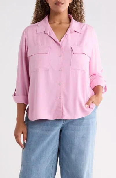 Beachlunchlounge Felicity Button-up Shirt In Pink