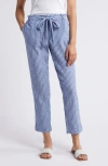 BEACHLUNCHLOUNGE GIAVANNA STRIPE TAPERED LINEN & COTTON PANTS