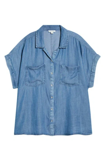 Beachlunchlounge Ida Button Front Lyocell Shirt In Blue