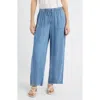 Beachlunchlounge Inaya Chambray Drawstring Ankle Pants In Blue