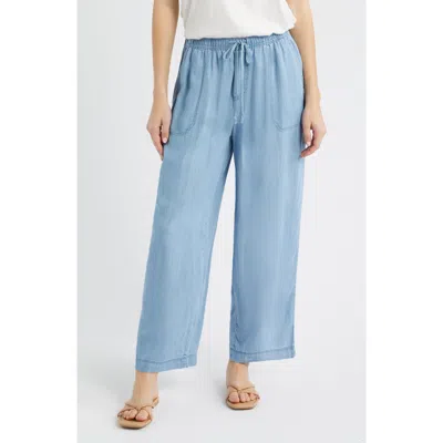 Beachlunchlounge Inaya Chambray Drawstring Ankle Pants In Blue