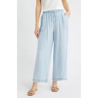 Beachlunchlounge Inaya Chambray Drawstring Ankle Pants In Blue