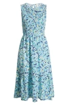 Beachlunchlounge Jules Smock Bodice Dress In Beach Stones
