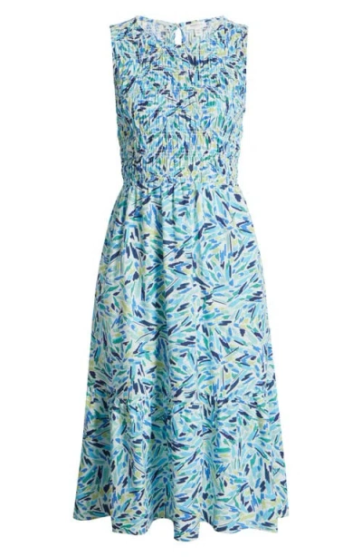 Beachlunchlounge Jules Smock Bodice Dress In Beach Stones